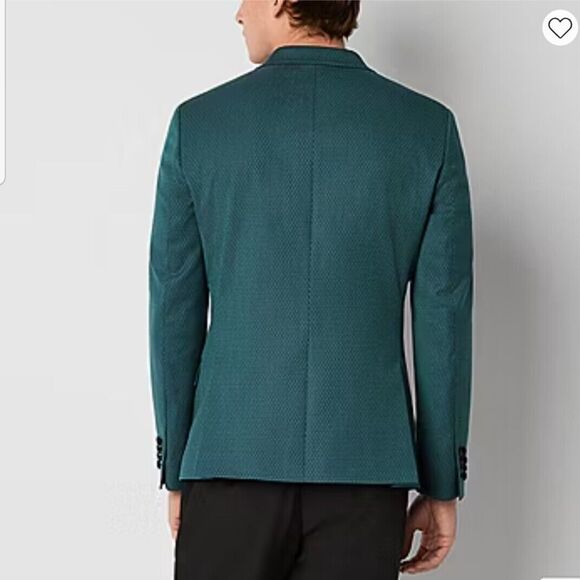 44 Reg- J. Ferrar Mens Diamond Slim Fit Tuxedo Jacket- Teal - Picture 2 of 5